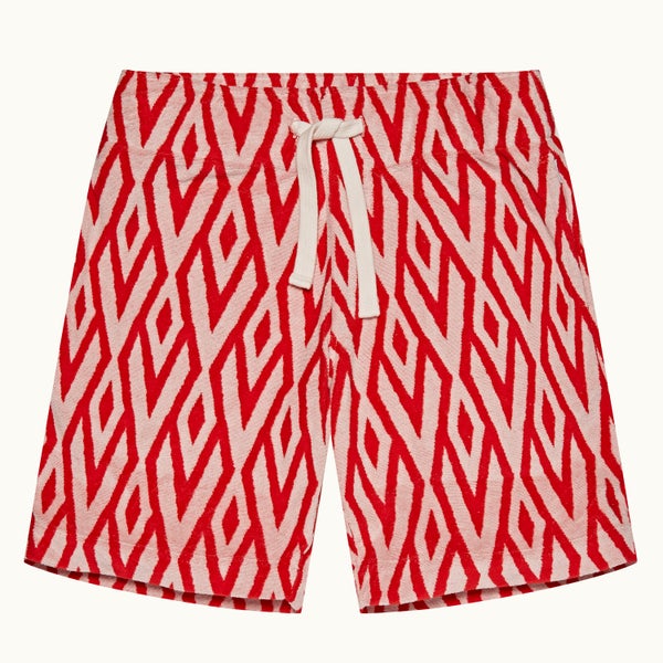 Orlebar Brown Men's Trevone Cano Jacquard - Summer Red/White Sand