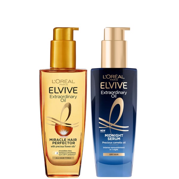 L'Oréal Paris Elvive Extraordinary Oil Nourished Hair Treatment Day and Night Routine Set for Dry Hair