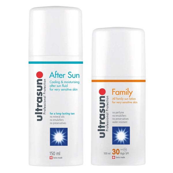 Ultrasun 家庭型防晒霜 SPF 30 - 超敏感肌肤（100ml）和Ultrasun 晒后修复乳
