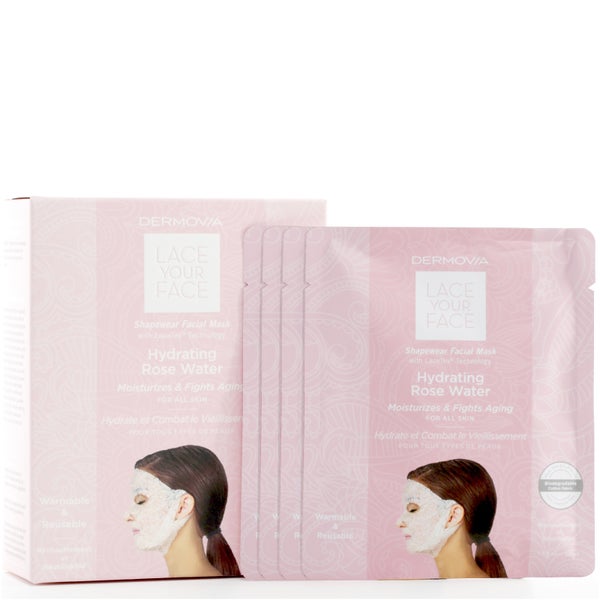 Dermovia LACE YOUR FACE Compression Facial Treatment Mask - Hydrating Rose Water (4 Pack)