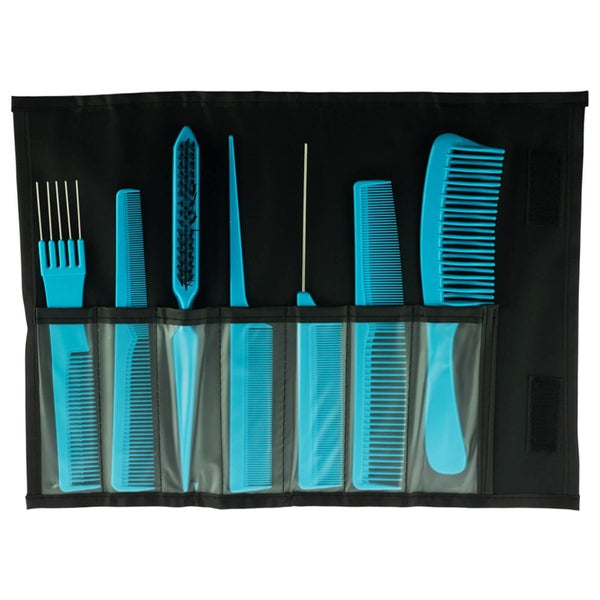 Salon Smart 7 Comb Set In Folding Pouch Teal
