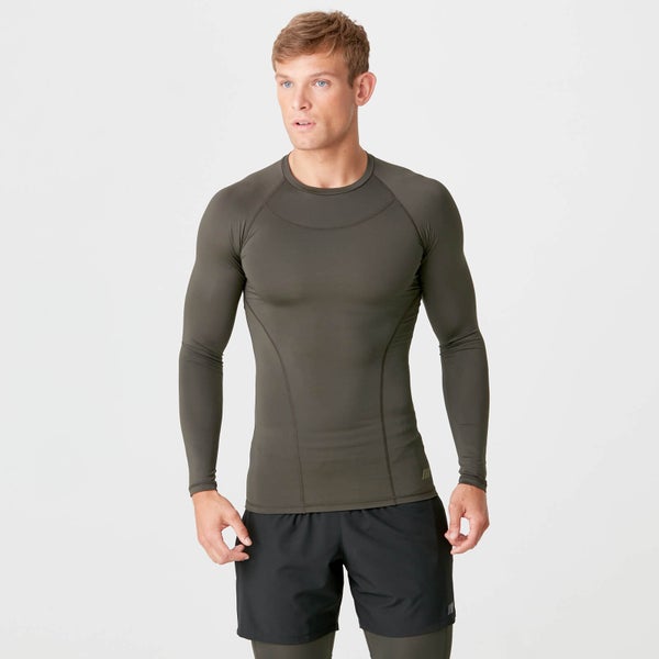 Myprotein Charge Compression Long Sleeve Top - Dark Khaki - XS