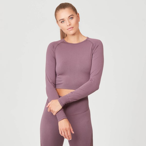 Seamless 无缝系列 女士风姿短版上衣 - 粉紫色 - S