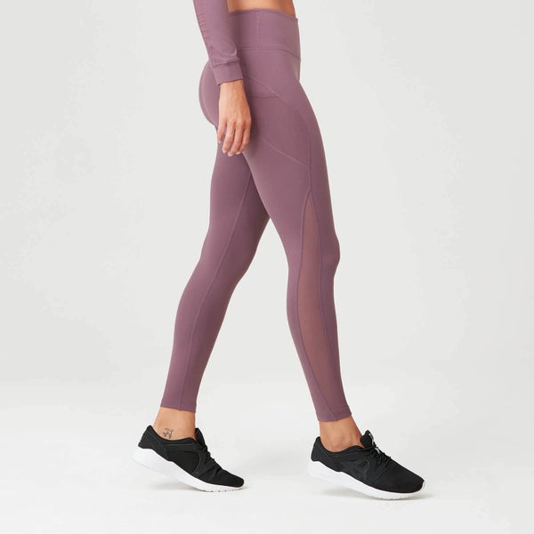 Power Mesh 力量系列 女士网纱速干运动健身紧身裤 - 紫红