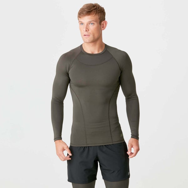 Myprotein Charge Compression Long Sleeve Top - Dark Khaki