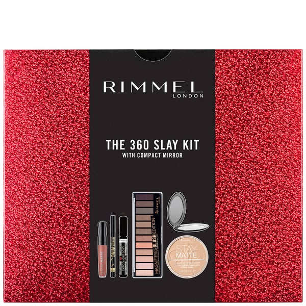 Rimmel 360 Slay Kit Gift Set - Stay Matte Powder, Stay Matte LL, Mascara, Palette, Eyeliner