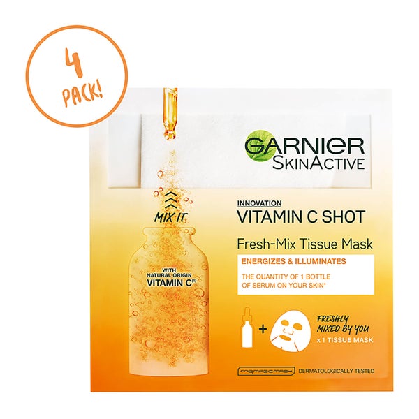 Garnier Fresh-Mix Face Sheet Shot Mask with Vitamin C 4 x 33g (132g)
