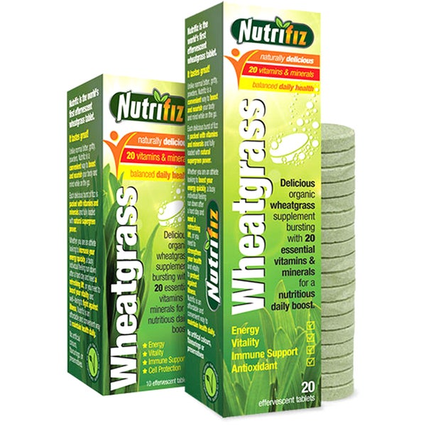 Nutrifiz Effervescent Wheatgrass, Lemon, 20 Tablets