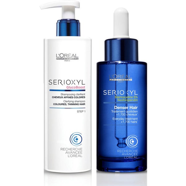 欧莱雅专业美发 Serioxyl Denser Hair Treatment and Shampoo for Coloured Thinning Hair