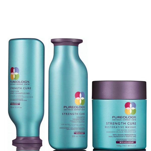 Pureology Strength Cure Shampoo, Conditioner (250ml) and Mask (150g)