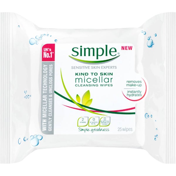 Simple Micellar Cleansing Wipes (25 Wipes)