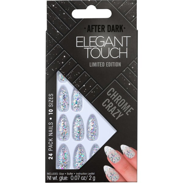 Elegant Touch Trend After Dark Nails - Holographic Clear Stiletto/Chrome Crazy