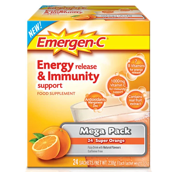 Emergen-C香橙口味泡腾粉（24袋大包装）