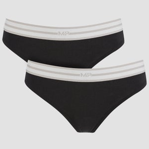 女士丁字裤（2件装）- 黑色