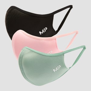 MP Curve系列口罩（3只装） - 黑/天竺葵粉/蝴蝶绿