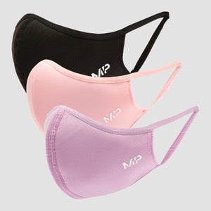 MP Curve系列口罩（3件） - 黑/天竺葵粉/丁香紫