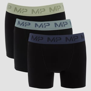 MP男士彩色腰头四角裤（3条） - 黑/霜绿/钢蓝/冰蓝