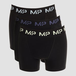 MP男士彩色品牌标志四角裤（3条） - 黑/霜绿/钢蓝/冰蓝