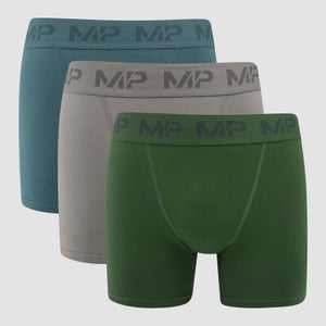 男士四角裤（3条）碳灰/烟蓝/深绿