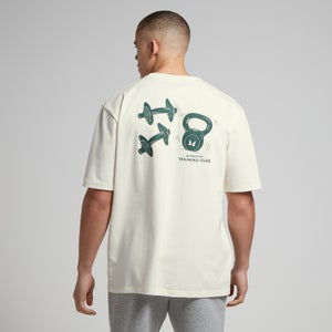MP男士Tempo节奏系列印花超大版型T恤 - 米白色/绿色印花
