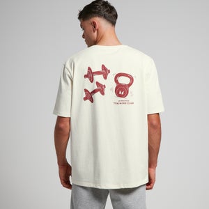 MP男士Tempo节奏系列印花超大版型T恤 - 米白色/红色印花