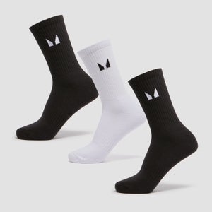 Essentials基础系列女士中筒袜（3双）- 黑/白